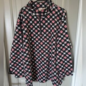 Crossroads Womans XL Red And Black Plaid Oversized Pullover Jacket